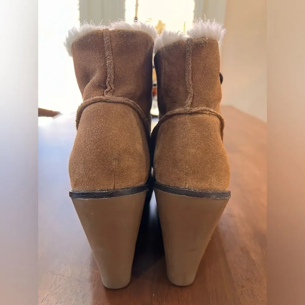 Michael Kors Lace Up Suede Sherpa Ankle Boots 4